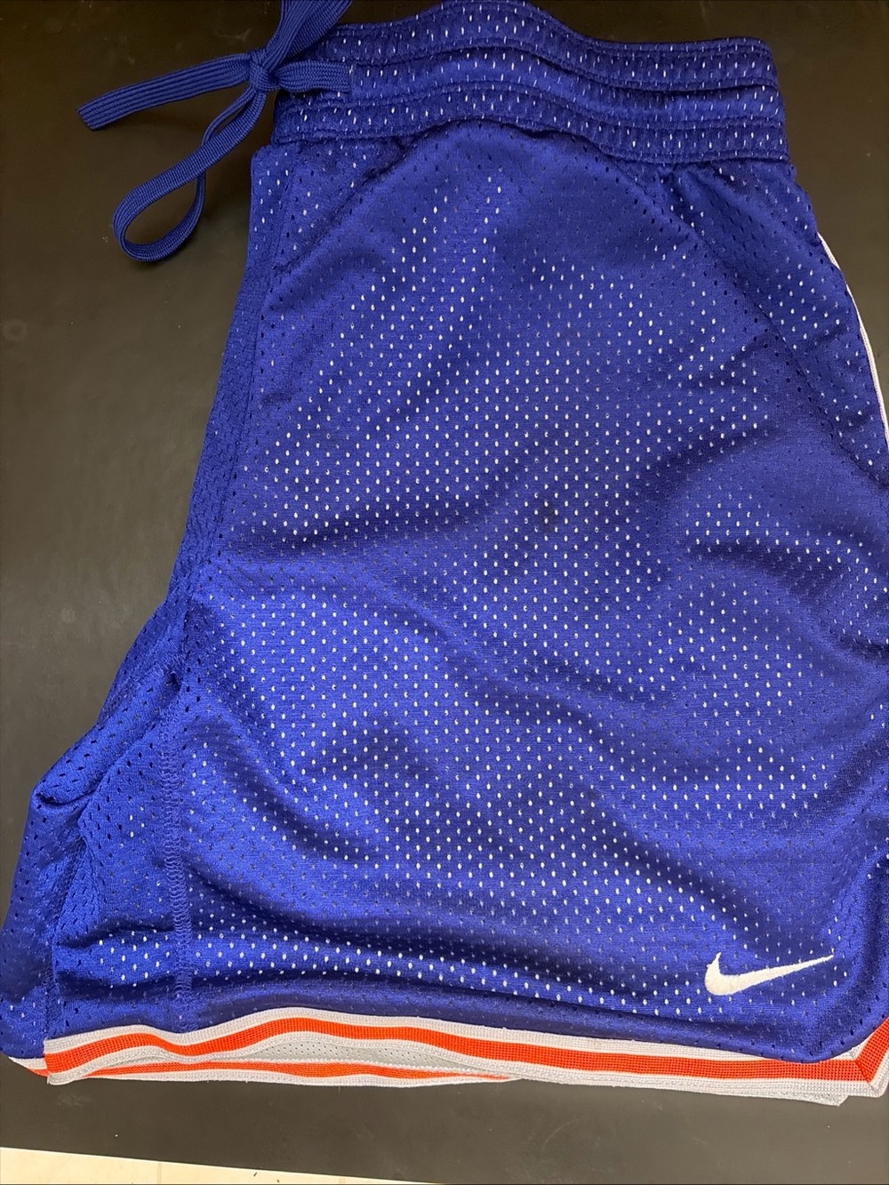 Nike Royal Blue Mesh Athletic Shorts with Orange & White Trim
